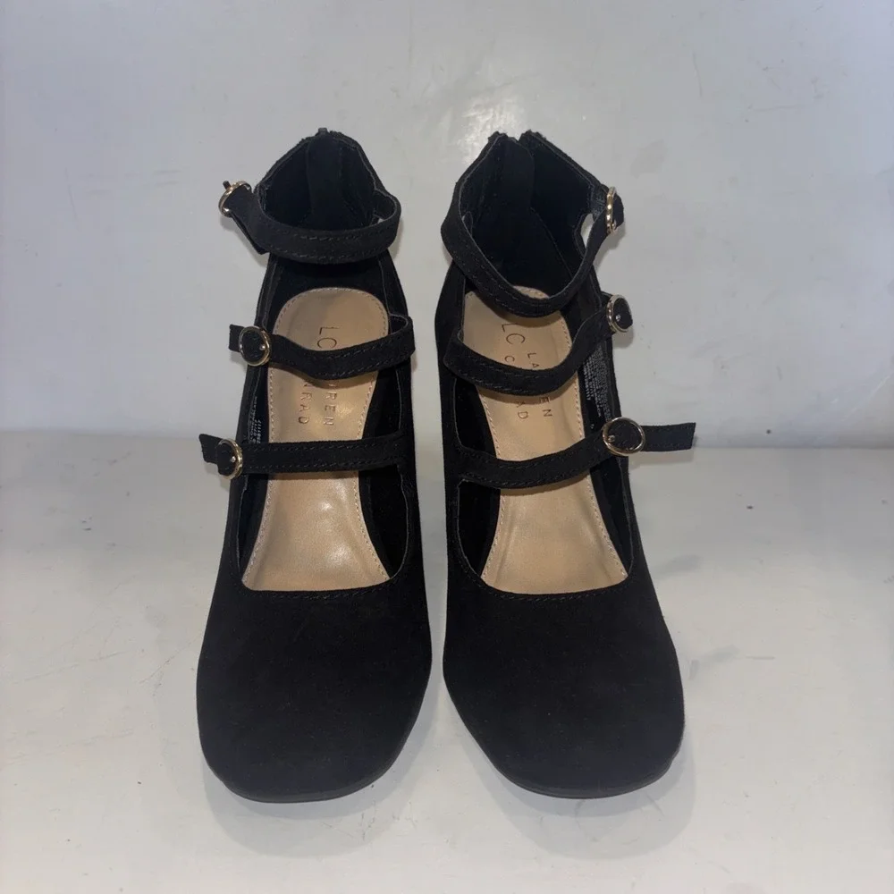 LC Lauren Conrad Black Bellflower Strappy Mary Jane Heel, Size 7